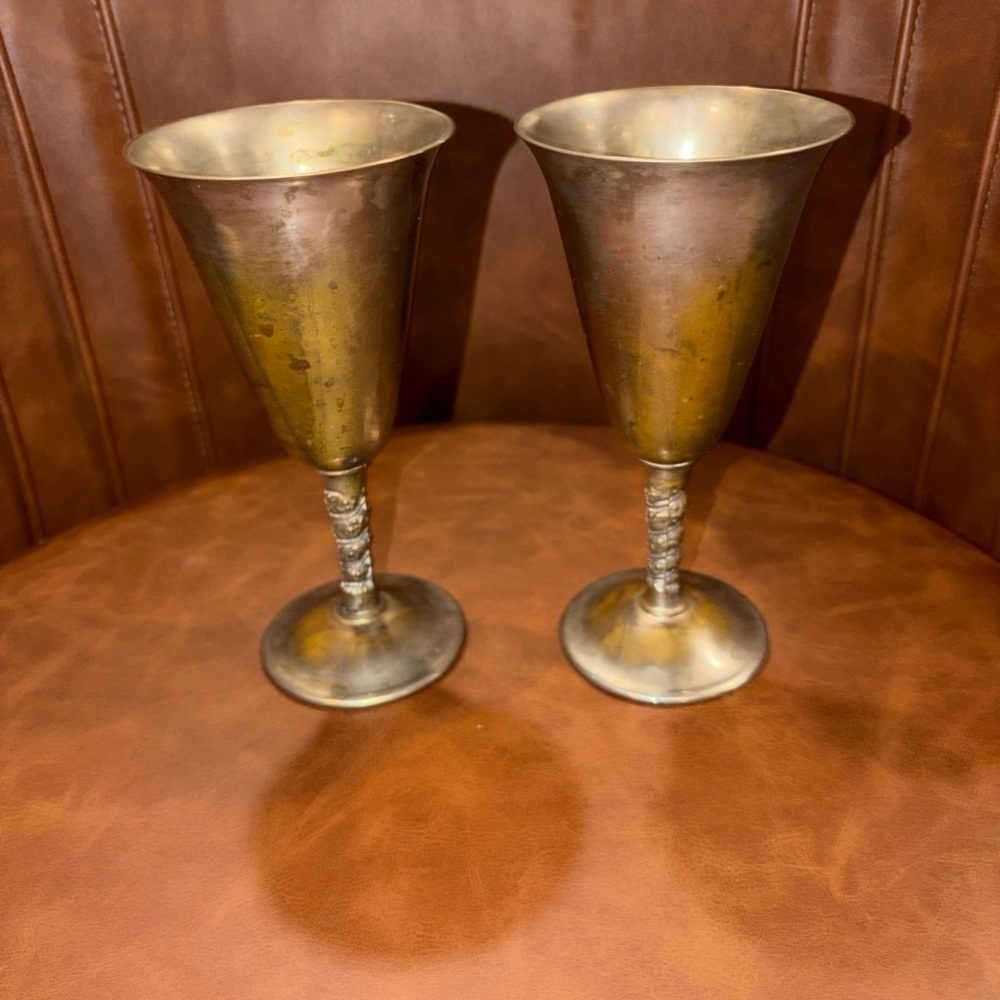 2 F.B. Rogers Silver Plate Italy Silverplated Stemmed Wine Goblet Cups vintage